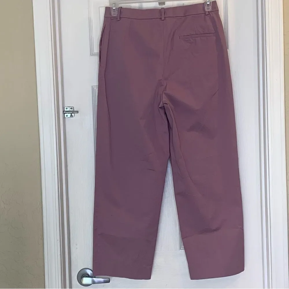 Theory High Waist Straight Lilac Chino Cropped Pants Stretch Cotton Size 6